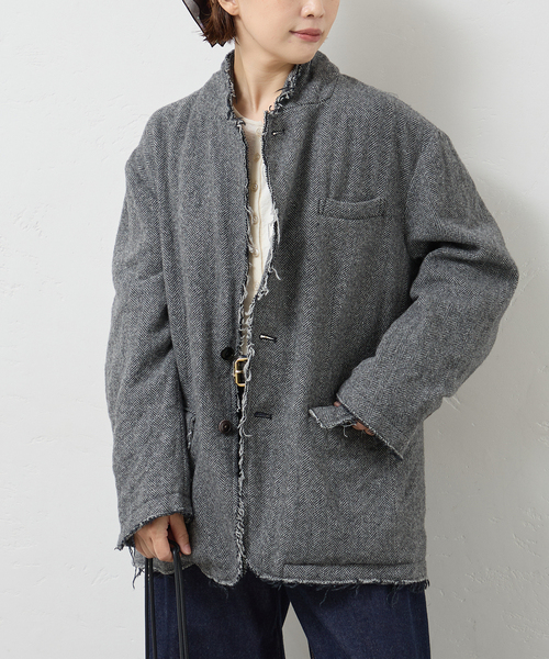 JANE SMITH / JOHN SMITH(ジェーンスミスジョンスミス)の「JANE SMITH/ジェーンスミス GARMENT WASHED SILKNEP TWEED ジャケット(テーラードジャケット・レディース・グレー・38)」の3枚目の写真