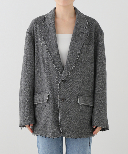 JANE SMITH / JOHN SMITH(ジェーンスミスジョンスミス)の「JANE SMITH/ジェーンスミス GARMENT WASHED SILKNEP TWEED ジャケット(テーラードジャケット・レディース・グレー・38)」の15枚目の写真