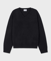 [unisex] ソフト vneck ニット ブラック