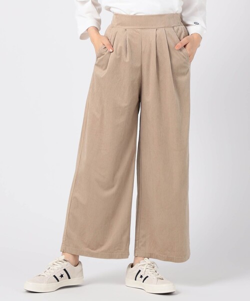 Grand PARK(グランドパーク)の「コール2タックワイドパンツ(その他パンツ・レディース・ホワイト/ベージュ/チャコールグレー・L/M)」の3枚目の写真