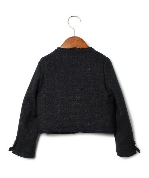 green label relaxing(グリーンレーベルリラクシング)の「◎ツィードフリンジノーカラーJK◆(スーツジャケット・キッズ・ネイビー・125/115)」の6枚目の写真