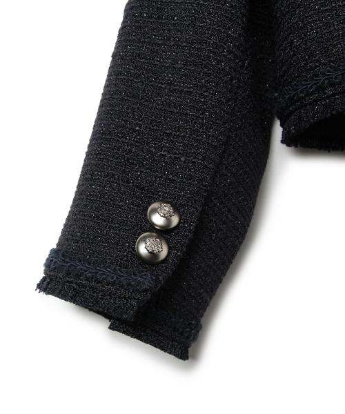 green label relaxing(グリーンレーベルリラクシング)の「◎ツィードフリンジノーカラーJK◆(スーツジャケット・キッズ・ネイビー・125/115)」の8枚目の写真