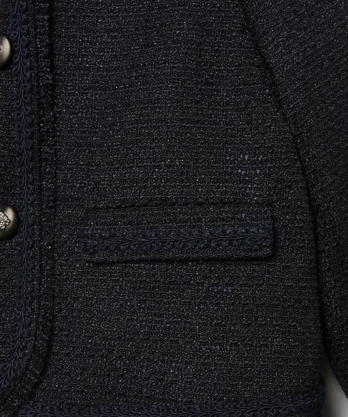 green label relaxing(グリーンレーベルリラクシング)の「◎ツィードフリンジノーカラーJK◆(スーツジャケット・キッズ・ネイビー・125/115)」の5枚目の写真