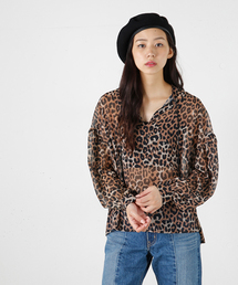 MOUSSY | LEOPARD SHEER BLOUSE F(シャツ/ブラウス)
