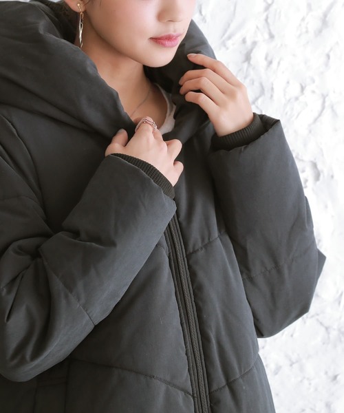 osharewalker(オシャレウォーカー)の「『コクーンショールカラー中綿ブルゾン』(ブルゾン・レディース・ブラック・2/1)」の10枚目の写真