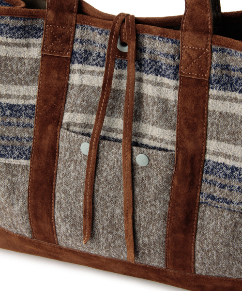 PORTER（ポーター）の「White Mountaineering×PORTER RING YARN BLANKET BORDER TOTE BAG（トートバッグ・メンズ・チャコールグレー/ブラウン・ONE SIZE）」の12枚目の写真