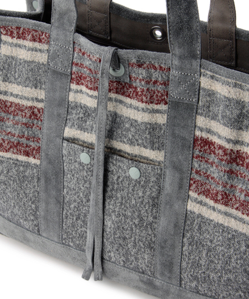 PORTER（ポーター）の「White Mountaineering×PORTER RING YARN BLANKET BORDER TOTE BAG（トートバッグ・メンズ・チャコールグレー/ブラウン・ONE SIZE）」の13枚目の写真