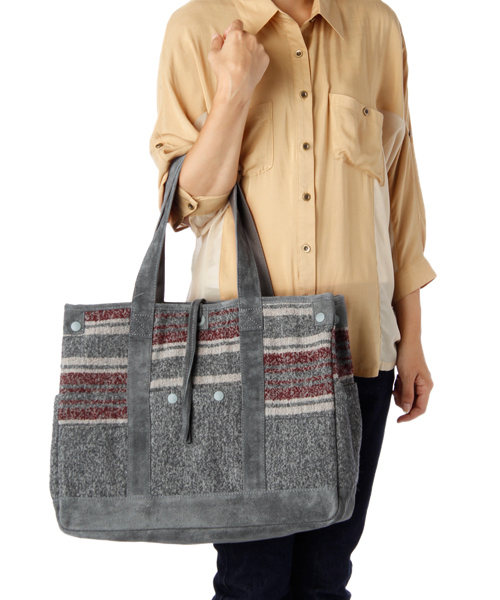 PORTER（ポーター）の「White Mountaineering×PORTER RING YARN BLANKET BORDER TOTE BAG（トートバッグ・メンズ・チャコールグレー/ブラウン・ONE SIZE）」の8枚目の写真