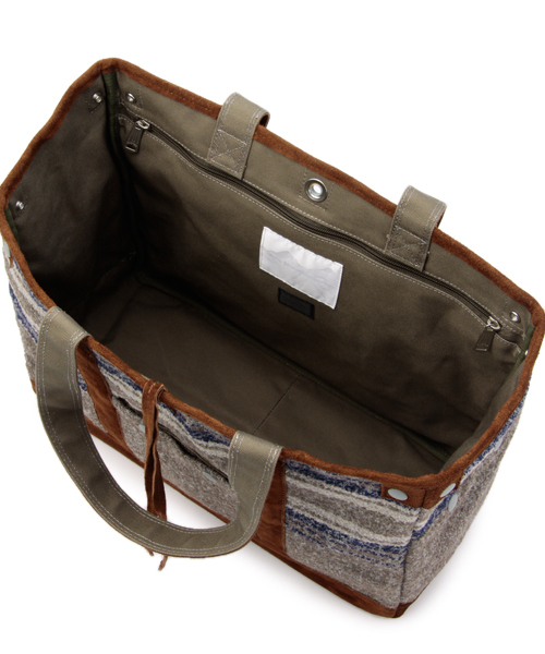 PORTER（ポーター）の「White Mountaineering×PORTER RING YARN BLANKET BORDER TOTE BAG（トートバッグ・メンズ・チャコールグレー/ブラウン・ONE SIZE）」の16枚目の写真