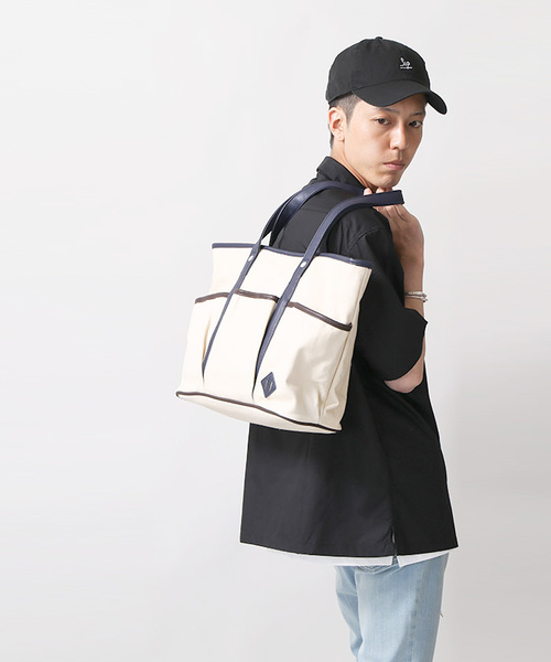 WEGO（ウィゴー）の「WEGO/キャンバス3ポケットトートバッグ（トートバッグ・メンズ・ネイビー/ホワイト・FREE）」の12枚目の写真