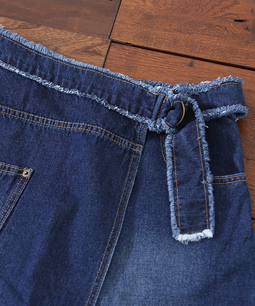 CUBE SUGAR（キューブシュガー）の「10オンスデニム リメイクラップデニムパンツ（デニムパンツ・レディース・ブルー/ワンウォッシュ・M/L）」の17枚目の写真