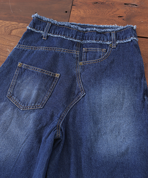 CUBE SUGAR（キューブシュガー）の「10オンスデニム リメイクラップデニムパンツ（デニムパンツ・レディース・ブルー/ワンウォッシュ・M/L）」の12枚目の写真