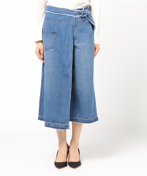 CUBE SUGAR（キューブシュガー）の「10オンスデニム リメイクラップデニムパンツ（デニムパンツ・レディース・ブルー/ワンウォッシュ・M/L）」の3枚目の写真