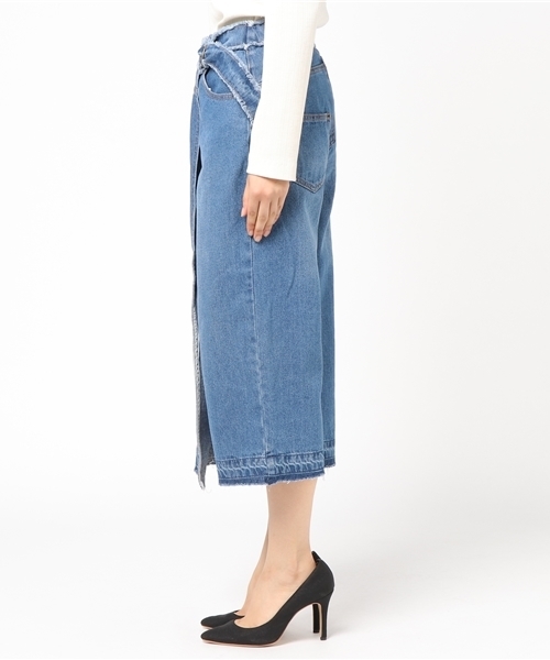 CUBE SUGAR（キューブシュガー）の「10オンスデニム リメイクラップデニムパンツ（デニムパンツ・レディース・ブルー/ワンウォッシュ・M/L）」の4枚目の写真