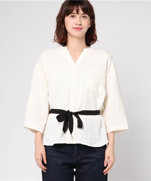 LBC（エルビーシー）の「ウエストリボンブラウス                   （シャツ/ブラウス・レディース・ベージュ/ホワイト/グリーン・LARGE/MEDIUM）」の10枚目の写真