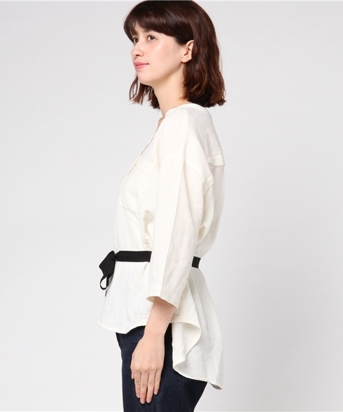 LBC（エルビーシー）の「ウエストリボンブラウス                   （シャツ/ブラウス・レディース・ベージュ/ホワイト/グリーン・LARGE/MEDIUM）」の11枚目の写真