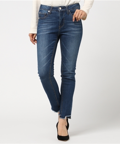 koe（コエ）の「ステップドヘムデニムスキニーパンツ（デニムパンツ・レディース・インディゴブルー/ダークインディゴブルー・L/M/S）」の16枚目の写真