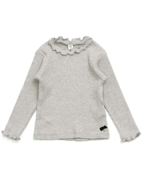 apres les cours(アプレレクール)の「衿メロウリブニットTシャツ(Tシャツ/カットソー・キッズ・グレー/ダークグリーン/ベビーピンク/オフホワイト/ベージュ/ブラック・110/130/100/120/90/140/80)」の3枚目の写真
