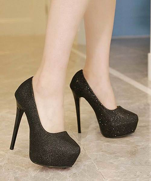 Styleblock スタイルブロック の ラメ前厚底プラットフォームヒールパンプス パンプス Wear