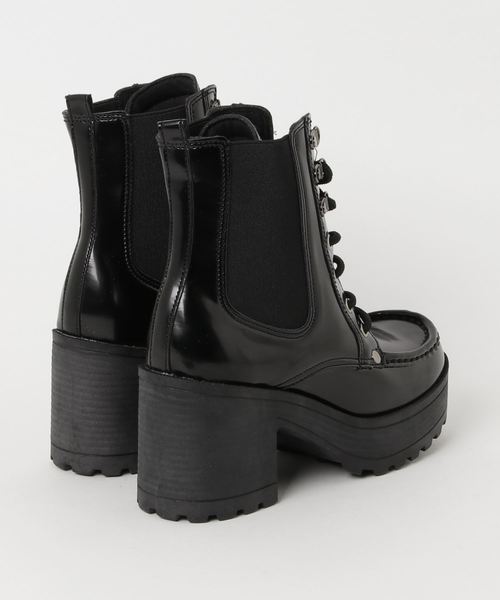 YOSUKE（ヨースケ）の「「YOSUKE/ヨースケ」サイドゴア付きの厚底レースアップショートブーツ（ブーツ・レディース・ブラック/ダークブラウン/クリアブラック/ブラウン・23/24/25/24.5/23.5）」の6枚目の写真