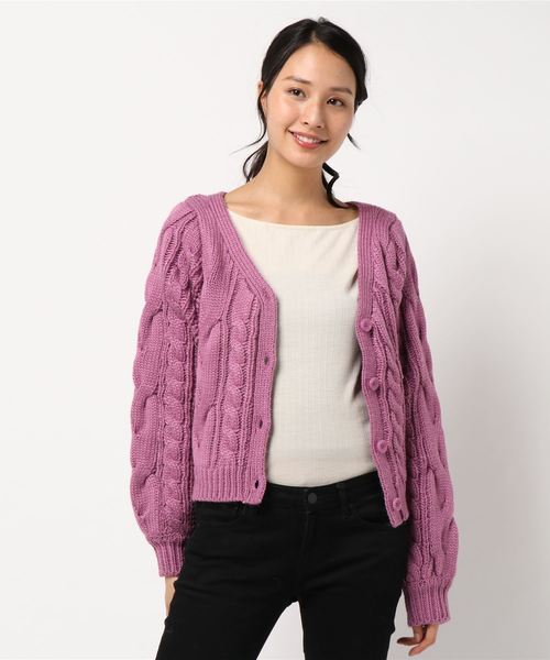 archives(アルシーヴ)の「2WAYケーブルカーデ(ニット/セーター・レディース・オフホワイト/グレー/ブルー/ピンク・MEDIUM)」の4枚目の写真