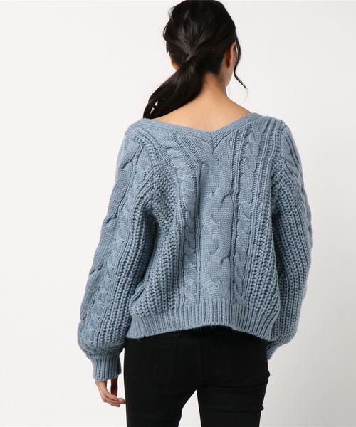 archives(アルシーヴ)の「2WAYケーブルカーデ(ニット/セーター・レディース・オフホワイト/グレー/ブルー/ピンク・MEDIUM)」の6枚目の写真