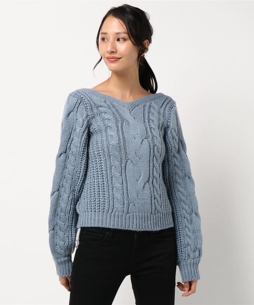 archives(アルシーヴ)の「2WAYケーブルカーデ(ニット/セーター・レディース・オフホワイト/グレー/ブルー/ピンク・MEDIUM)」の8枚目の写真