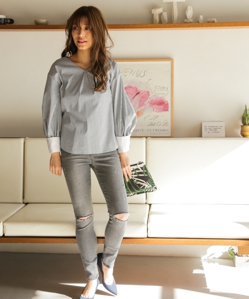 BAYFLOW(ベイフロー)の「BAYFLOW/スキニーダメージデニム 18SS(デニムパンツ・レディース・グレー/オフホワイト/ブラック・23inch/24inch/25inch/26inch/22inch)」の18枚目の写真