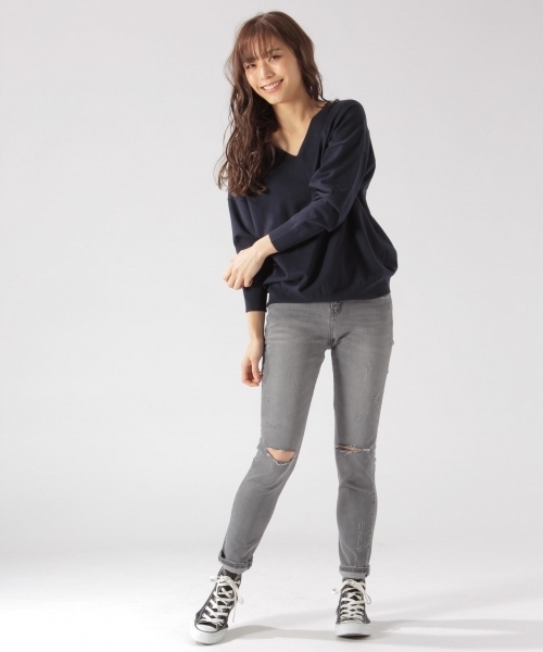 BAYFLOW(ベイフロー)の「BAYFLOW/スキニーダメージデニム 18SS(デニムパンツ・レディース・グレー/オフホワイト/ブラック・23inch/24inch/25inch/26inch/22inch)」の14枚目の写真