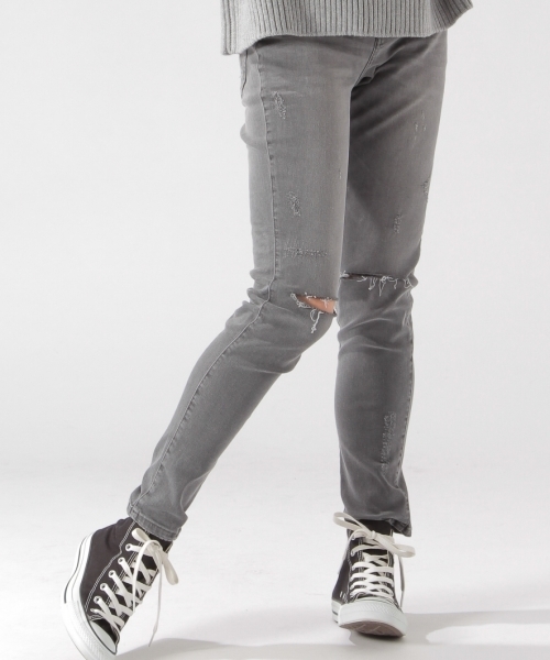 BAYFLOW(ベイフロー)の「BAYFLOW/スキニーダメージデニム 18SS(デニムパンツ・レディース・グレー/オフホワイト/ブラック・23inch/24inch/25inch/26inch/22inch)」の9枚目の写真