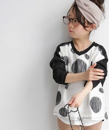 antiqua（アンティカ）の「ナチュラルで愛らしさ増す。綿×麻ドットトップス（Tシャツ/カットソー・キッズ）」