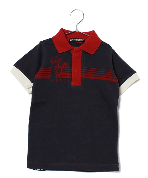 JOEY HYSTERIC（ジョーイヒステリック）の「MOTEL pt ポロSH（ポロシャツ・キッズ・ブラウン/ネイビー/レッド・X-SMALL/SMALL/MEDIUM）」の2枚目の写真