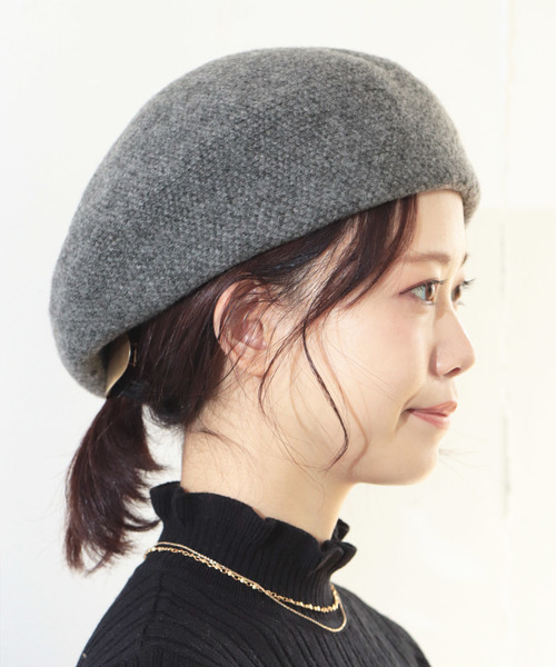 SESTO(セスト)の「ab18aw/MIXカラー ウールベレー(ハンチング/ベレー帽)」|ブラック×グレー