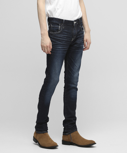 VANQUISH(ヴァンキッシュ)の「ラバーストレッチスキニーデニム(JAPAN PRODUCT)(デニムパンツ)」|ダークインディゴブルー