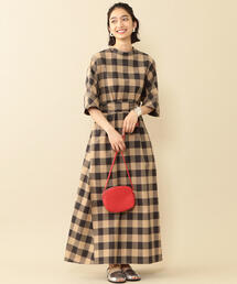 BEAUTY&YOUTH UNITED ARROWS | BY∴ チェックバックオープンベルトワンピース -手洗い可能-(ワンピース)