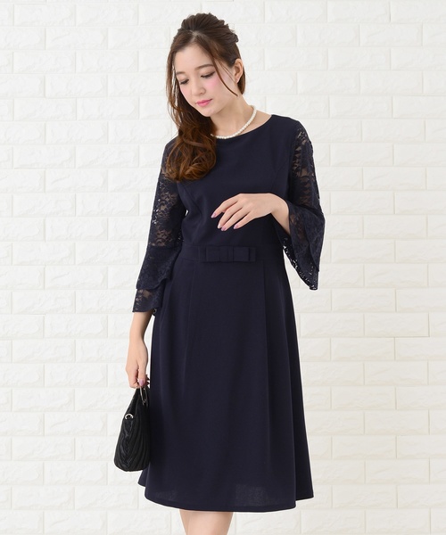 Lace Ladies(レースレディース)の「フレア袖切り替えシンプルワンピース・ドレス(ドレス・レディース・ブラック/ネイビー/グレー・S/M/L/XL)」の3枚目の写真