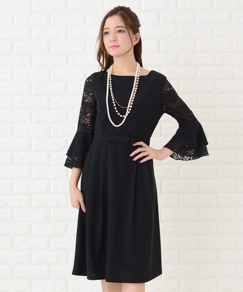 Lace Ladies(レースレディース)の「フレア袖切り替えシンプルワンピース・ドレス(ドレス・レディース・ブラック/ネイビー/グレー・S/M/L/XL)」の4枚目の写真