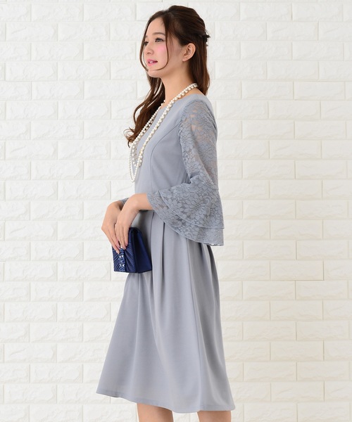 Lace Ladies(レースレディース)の「フレア袖切り替えシンプルワンピース・ドレス(ドレス・レディース・ブラック/ネイビー/グレー・S/M/L/XL)」の11枚目の写真