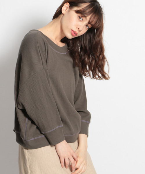 niko and...(ニコアンド)の「ワッフル2WAY配色カーディガン(カーディガン/ボレロ・レディース・チャコール/アイボリー/キャメル・FREE)」の2枚目の写真