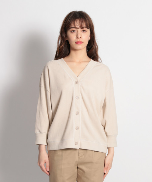 niko and...(ニコアンド)の「ワッフル2WAY配色カーディガン(カーディガン/ボレロ・レディース・チャコール/アイボリー/キャメル・FREE)」の7枚目の写真