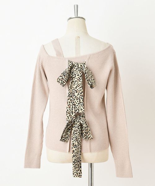 one after another NICE CLAUP（ワンアフターアナザーナイスクラップ）の「バックリボン ラメワンショルダーニット（ニット/セーター・レディース・ピンクベージュ/アイボリー/ピンク/ブラウン・FREE）」の5枚目の写真