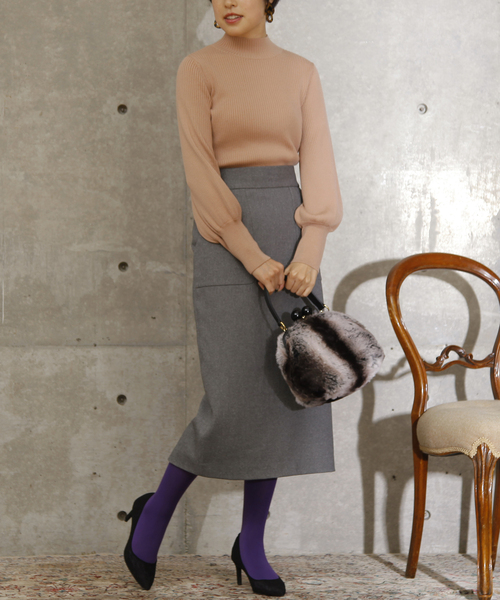 Tiara（ティアラ）の「袖ボリュームリブニット（ニット/セーター・レディース・ホワイト/ブラック/グレー系その他/パープル/ピンク/モカ/モスグリーン・FREE）」の7枚目の写真