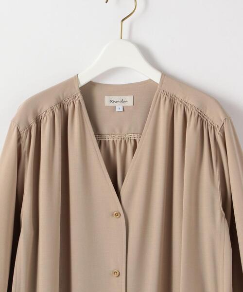 Steven Alan（スティーブンアラン）の「＜Steven Alan＞GATHER MAXI DRESS/ワンピース（ワンピース・レディース・ベージュ/ネイビー・SMALL/MEDIUM）」の7枚目の写真