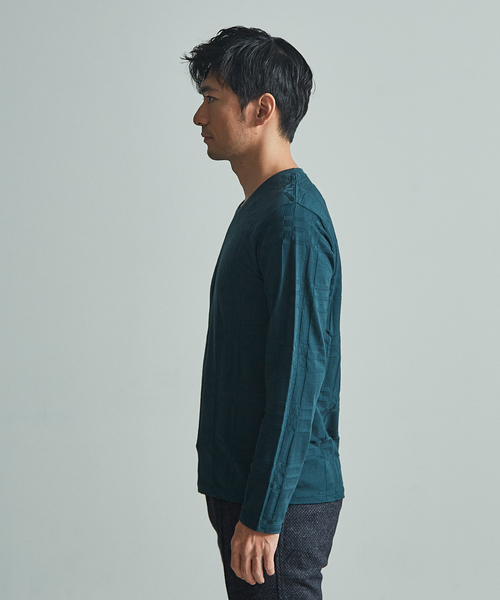 ABAHOUSE GRAY(アバハウスグレイ)の「【展開店舗限定】チェック ジャガード Vネック 長袖 Tシャツ(Tシャツ/カットソー・メンズ・ホワイト/ネイビー/ブラック/グリーン/ボルドー・46/48)」の22枚目の写真