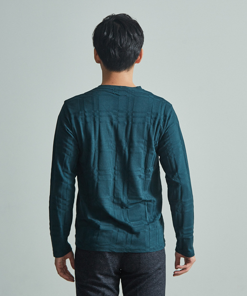ABAHOUSE GRAY(アバハウスグレイ)の「【展開店舗限定】チェック ジャガード Vネック 長袖 Tシャツ(Tシャツ/カットソー・メンズ・ホワイト/ネイビー/ブラック/グリーン/ボルドー・46/48)」の21枚目の写真