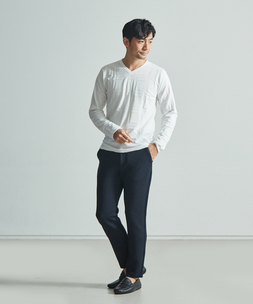 ABAHOUSE GRAY(アバハウスグレイ)の「【展開店舗限定】チェック ジャガード Vネック 長袖 Tシャツ(Tシャツ/カットソー・メンズ・ホワイト/ネイビー/ブラック/グリーン/ボルドー・46/48)」の16枚目の写真