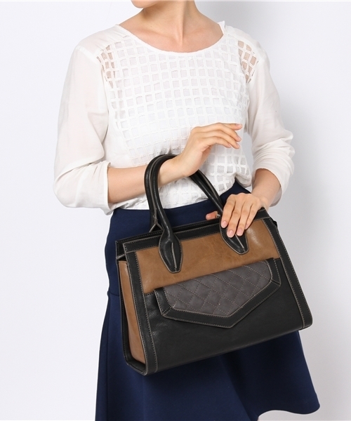 Another Edition（アナザーエディション）の「AE カブセQLT　TOTE ◆（ショルダーバッグ・レディース・ブラック/ネイビー・フリー）」の3枚目の写真