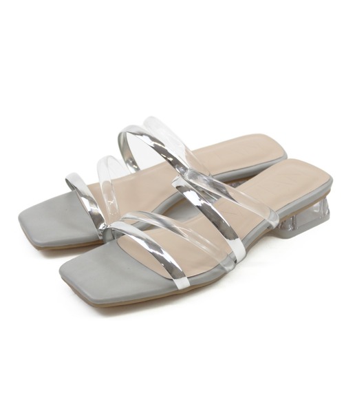 VIVIAN(ヴィヴィアン)の「クリアヒールスクエアトゥメニー華奢ストラップサンダル(サンダル・レディース・ブラック/ベージュ/アンティークゴールド/ブラック系その他2/ホワイト系その他5/パイソン/キャメル/ホワイト×ライム/クリアブラック/イエローゴールド/グリーン/オリーブ×ブラック/イエロー/ライトグレー/シルバー・LL/S/M/L)」の16枚目の写真