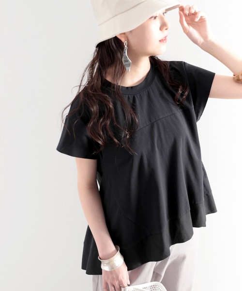 classicalelf（クラシカルエルフ）の「裾ふわり。大人レディ、裾フレアクルーネックカットソー（Tシャツ/カットソー・レディース・ブラック/カーキ/グレイッシュベージュ/ホワイト/モカ・XXX-LARGE/MEDIUM/X-LARGE）」の22枚目の写真