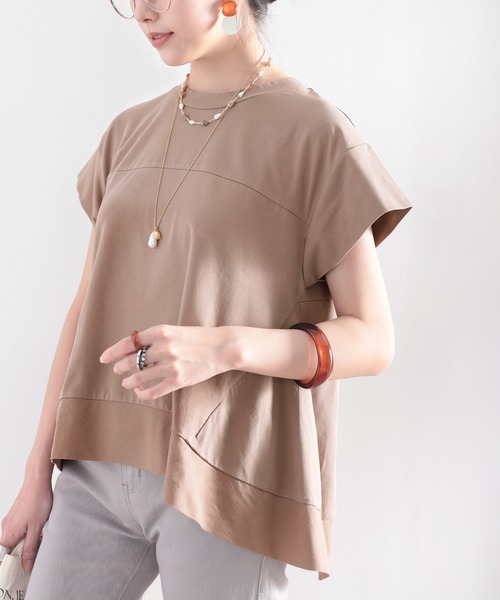 classicalelf（クラシカルエルフ）の「裾ふわり。大人レディ、裾フレアクルーネックカットソー（Tシャツ/カットソー・レディース・ブラック/カーキ/グレイッシュベージュ/ホワイト/モカ・XXX-LARGE/MEDIUM/X-LARGE）」の17枚目の写真